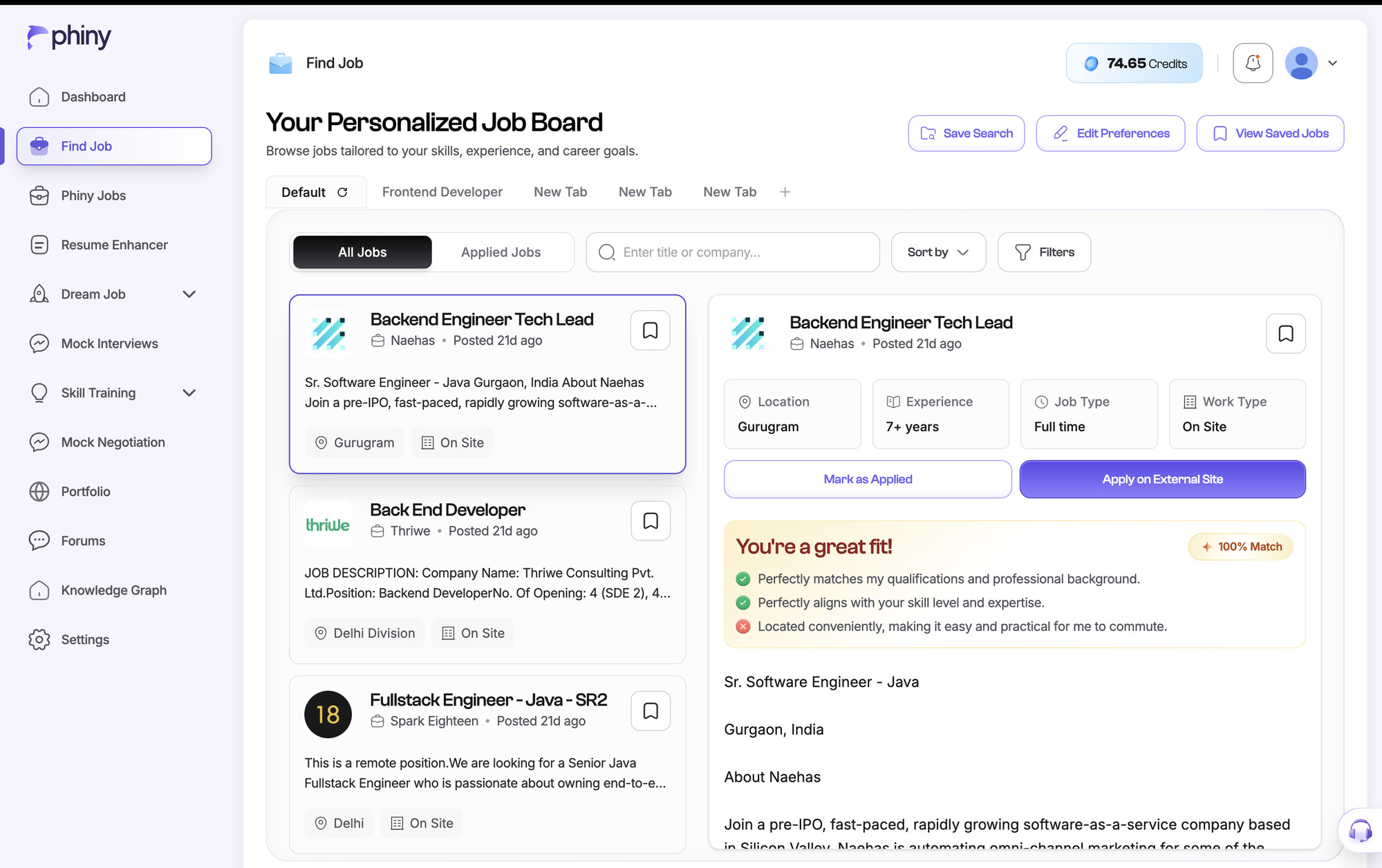 Personalized job board — AI fit-scoring against your profile